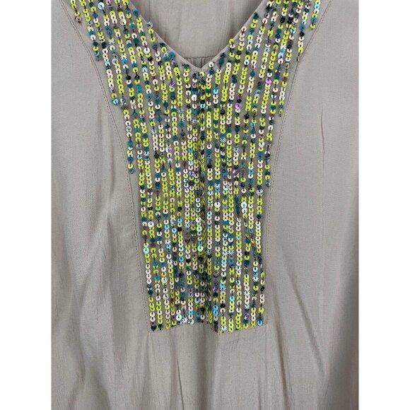 Maeve Anthropologie Cream Kristie Long Balloon Sleeve Sequin Peasant Blouse S - Picture 8 of 9